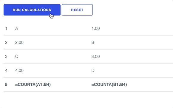 COUNTA excel function Hyperformula
