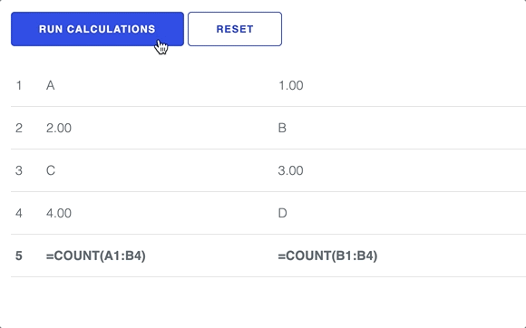 COUNTA excel function Hyperformula