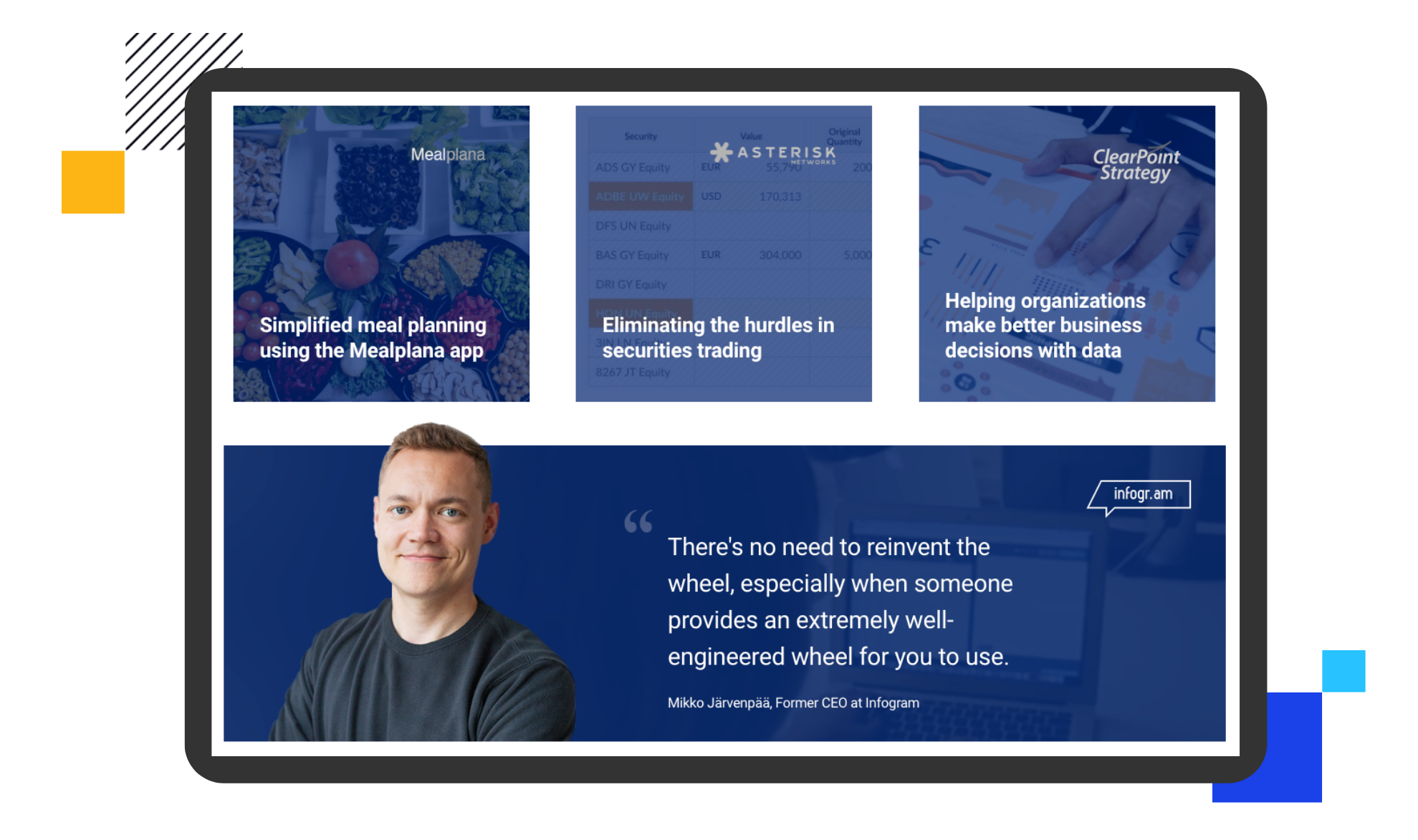 Case Studies section at Handsontable website - JavaScript component